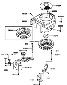 Kawasaki Fh381v-Cs23 Cooling Equipment Diagram and Parts List for G1332 55AI5GMQ050-WAM Cub Cadet Lawn Mower